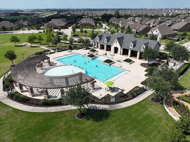 11578 Barcelona Ln, Frisco, TX 75035 - community pool with a lawn, a residential view, and a patio