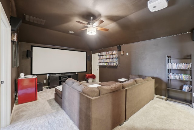 1300 Millers Creek Dr, Prosper, TX 75078 - carpeted cinema room featuring a ceiling fan