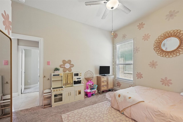 528 England St, Fate, TX 75189 - bedroom featuring light colored carpet, baseboards, and ceiling fan