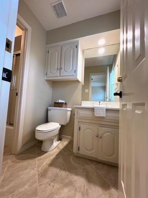 7009 Chevy Chase Ave, Dallas, TX 75225 - bathroom featuring vanity, toilet, and baseboards