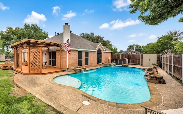 11 Enchanted Ct, Mansfield, TX 76063 - view of pool with a pergola, a fenced backyard, and a wooden deck