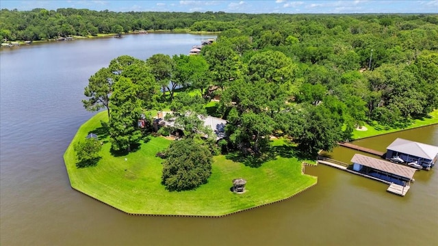 6903 Scott St, Eustace, TX 75124 - drone / aerial view of a heavily wooded area and a nearby body of water