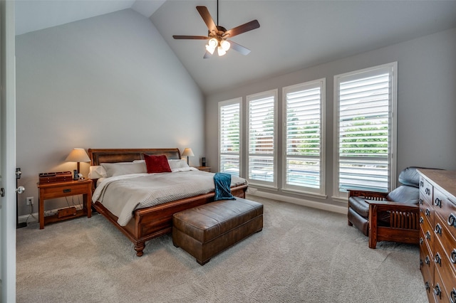15186 Crape Myrtle Rd, Frisco, TX 75035 - bedroom featuring light carpet, ceiling fan, and high vaulted ceiling