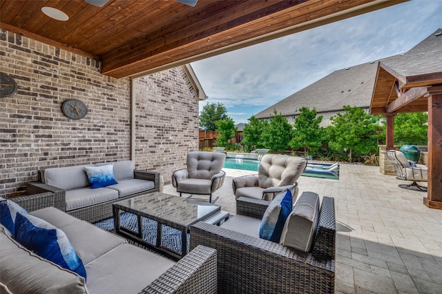 15186 Crape Myrtle Rd, Frisco, TX 75035 - fenced backyard featuring an outdoor living space and a patio