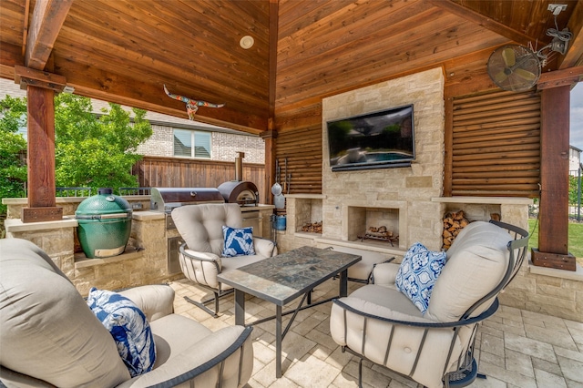 15186 Crape Myrtle Rd, Frisco, TX 75035 - view of patio featuring an outdoor living space with a fireplace