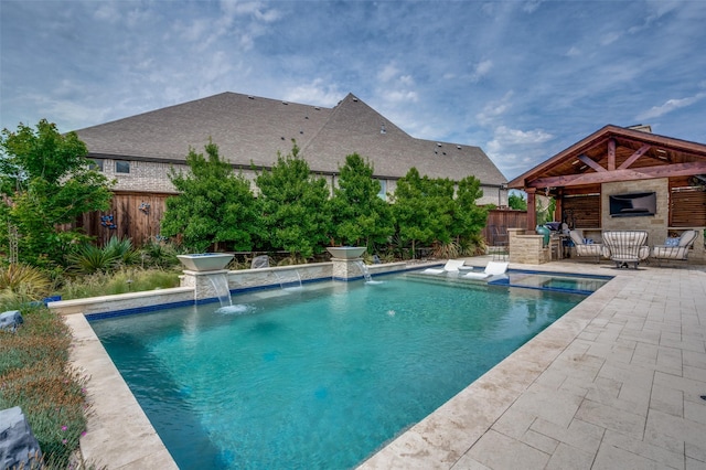 15186 Crape Myrtle Rd, Frisco, TX 75035 - view of swimming pool with a fenced backyard, a patio, and an outdoor living space