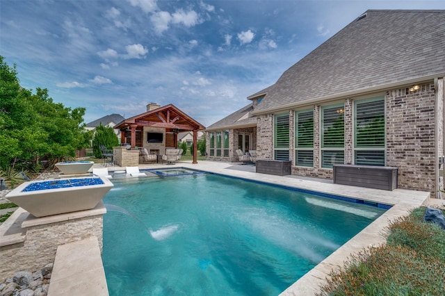 15186 Crape Myrtle Rd, Frisco, TX 75035 - outdoor pool featuring a patio, a hot tub, and a gazebo
