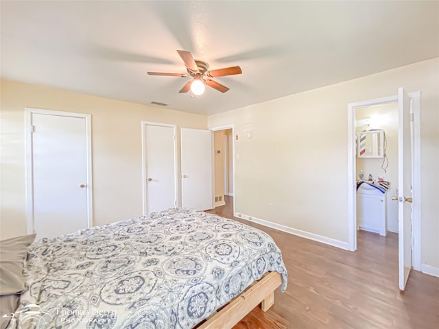 3816 State St, Abilene, TX 79603 - bedroom featuring baseboards, wood finished floors, and ceiling fan
