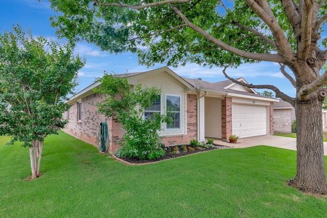 216 Hilltop Dr, Justin, TX 76247 - single story home featuring brick siding, a garage, a front yard, and driveway