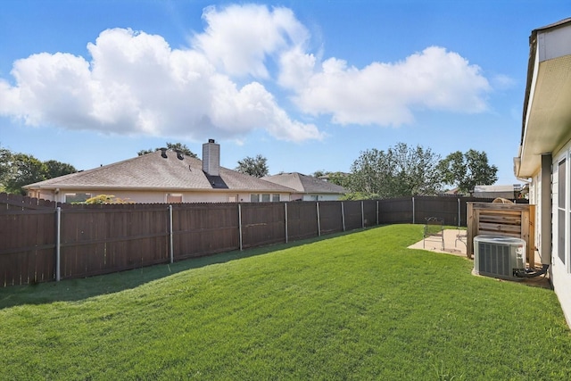 216 Hilltop Dr, Justin, TX 76247 - view of yard with central air condition unit and a patio