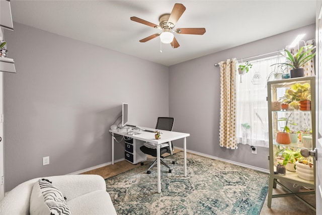 9104 Lookout Pt, Fort Worth, TX 76179 - home office featuring ceiling fan and baseboards