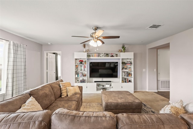 9104 Lookout Pt, Fort Worth, TX 76179 - carpeted living area with ceiling fan and baseboards