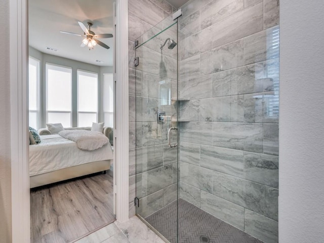 2724 Eccleston St, Celina, TX 75009 - ensuite bathroom with a shower stall and ceiling fan