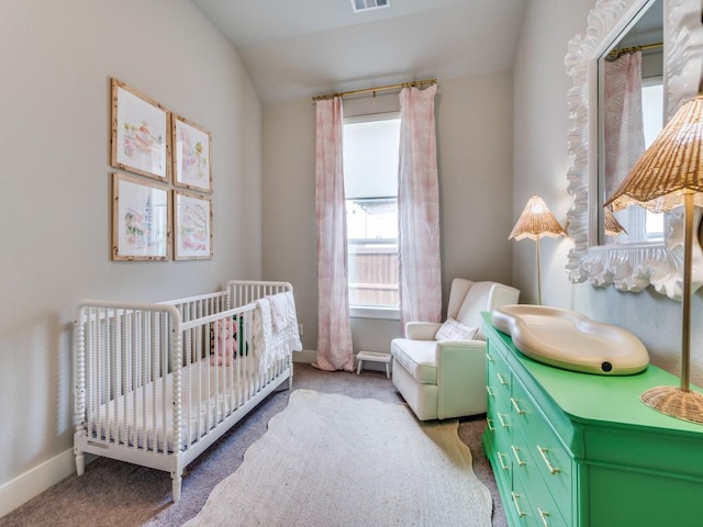 2724 Eccleston St, Celina, TX 75009 - bedroom with carpet floors, a nursery area, lofted ceiling, and baseboards
