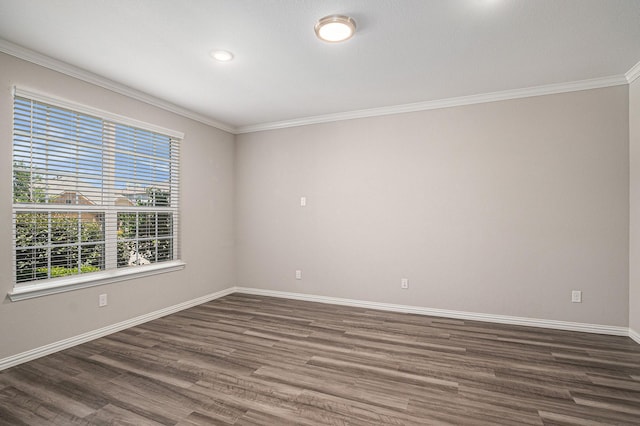 2535 Candle Ln, Northlake, TX 76247 - empty room featuring ornamental molding, dark wood finished floors, baseboards, and recessed lighting