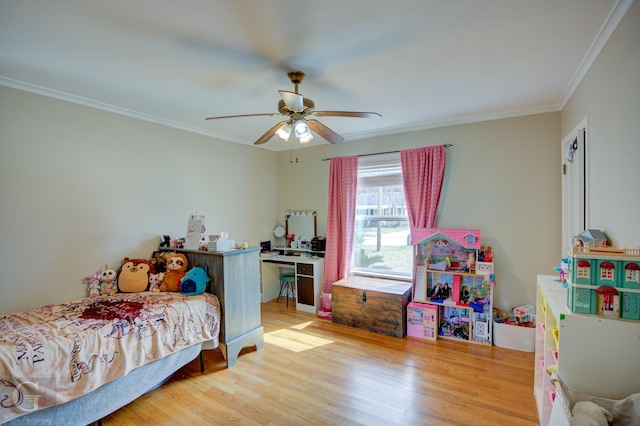 444 Albert Ave, Shreveport, LA 71105 - bedroom featuring crown molding, wood finished floors, and a ceiling fan