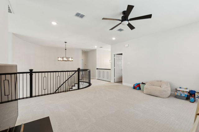 12469 Diamond Creek Dr, Frisco, TX 75035 - spare room with recessed lighting, carpet flooring, a ceiling fan, a chandelier, and baseboards