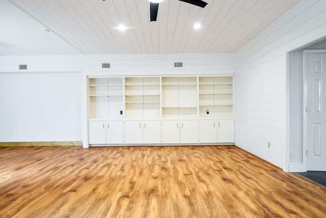 6853 Anglebluff Cir, Dallas, TX 75248 - unfurnished room with light wood finished floors, wood ceiling, a ceiling fan, recessed lighting, and baseboards