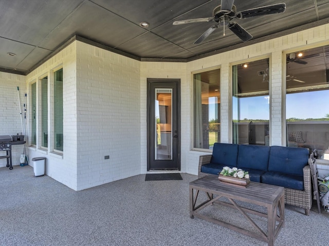 3025 Infinity Dr, Weatherford, TX 76087 - view of patio featuring an outdoor living space and a ceiling fan