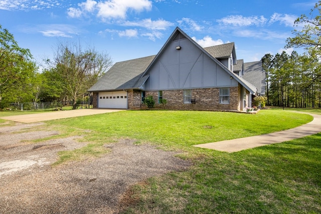 213 County Road 1407, Jacksonville, TX 75766 - view of side of home featuring concrete driveway, a garage, brick siding, and a shingled roof