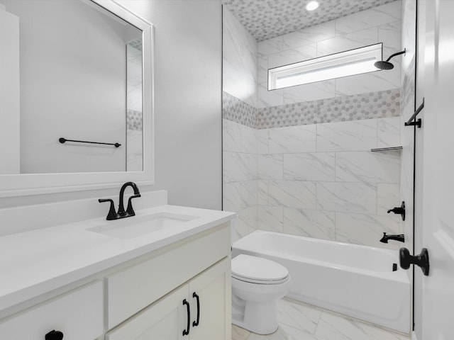 213 Martin Dr, Granbury, TX 76049 - bathroom with vanity, toilet, marble finish floors, and  shower combination