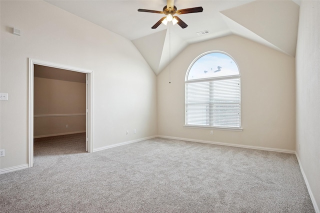 9004 Mcfarland Way, Fort Worth, TX 76244 - spare room featuring ceiling fan, carpet, lofted ceiling, and baseboards