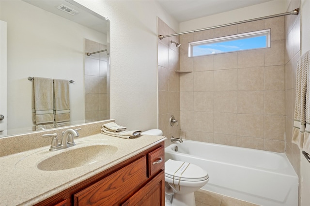 9004 Mcfarland Way, Fort Worth, TX 76244 - full bath with vanity, toilet, shower / washtub combination, and tile patterned flooring