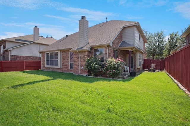 9004 Mcfarland Way, Fort Worth, TX 76244 - rear view of property with brick siding, roof with shingles, and a chimney