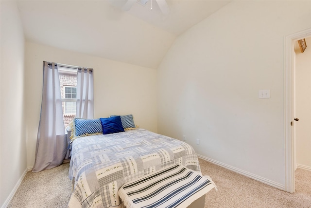 1036 Knoxbridge Rd, Forney, TX 75126 - bedroom with light carpet, vaulted ceiling, and ceiling fan