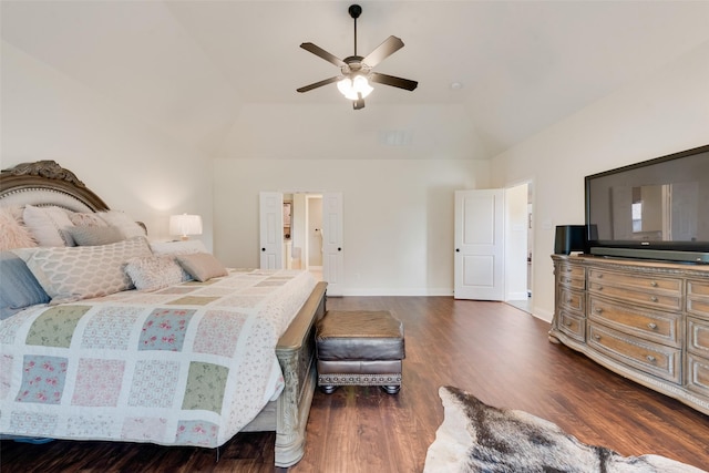 1036 Knoxbridge Rd, Forney, TX 75126 - bedroom featuring wood finished floors, lofted ceiling, and ceiling fan