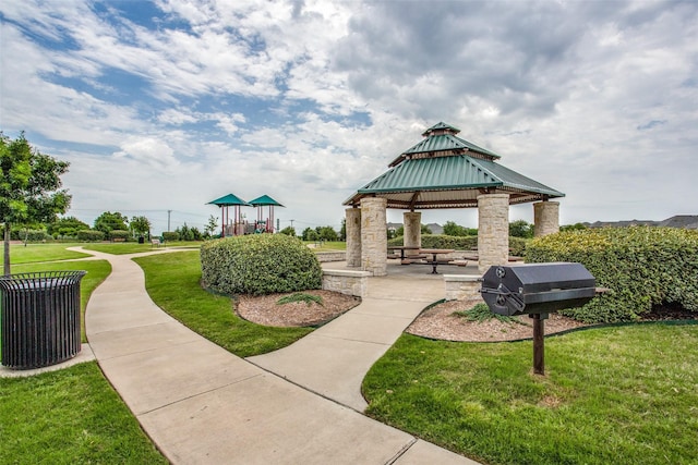 393 Bluebird Ln, Fairview, TX 75069 - view of community with a lawn and a gazebo