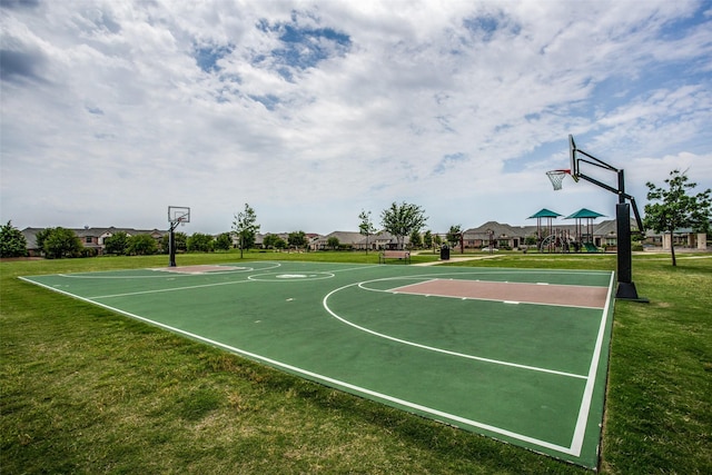 393 Bluebird Ln, Fairview, TX 75069 - view of basketball court featuring a yard and community basketball court