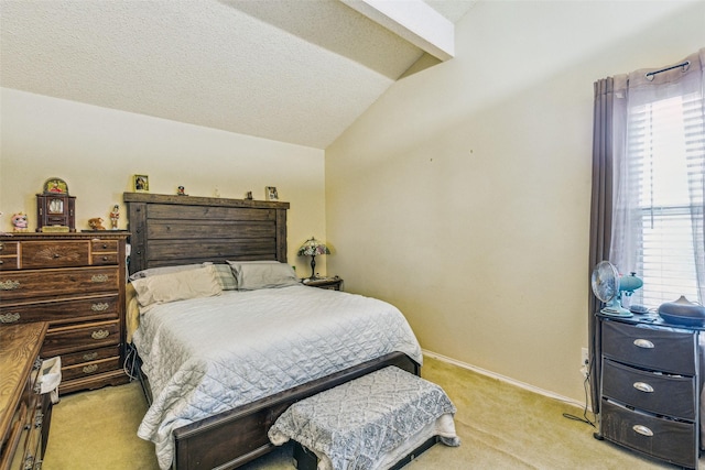 1005 Blue Jay Dr, Mansfield, TX 76063 - bedroom with light colored carpet, lofted ceiling, and a textured ceiling