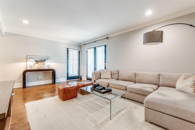 10203 Regal Oaks Dr Unit 202, Dallas, TX 75230 - living area featuring wood finished floors, ornamental molding, baseboards, and recessed lighting