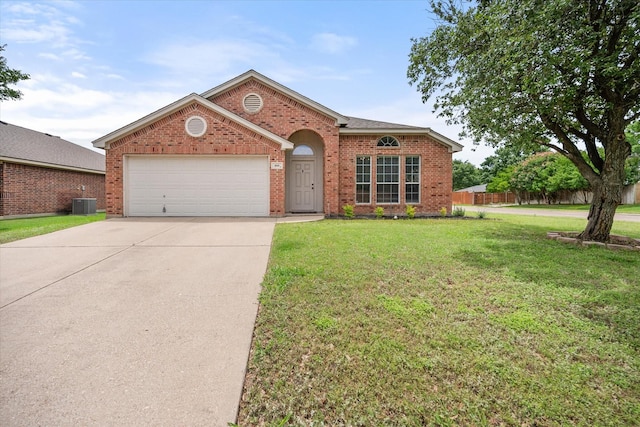 800 Bur Oak Dr, Burleson, TX 76028 - view of front of house featuring brick siding, driveway, a garage, and cooling unit