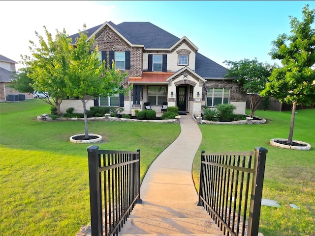 371 Ash Brook Ln, Sunnyvale, TX 75182 - view of front of property featuring brick siding, cooling unit, a shingled roof, and a gate