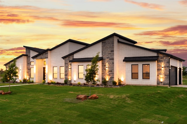 1700 Hamilton Ln, Northlake, TX 76247 - view of front of house featuring an attached garage, a lawn, and stone siding