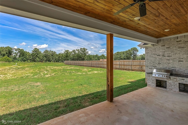 39 Turtle Creek Dr, Benton, LA 71006 - view of yard with an outdoor kitchen, a patio area, and a ceiling fan