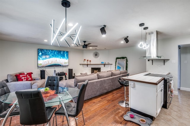 3232 Bunker Hill Dr, Forest Hill, TX 76140 - dining area with recessed lighting and ceiling fan