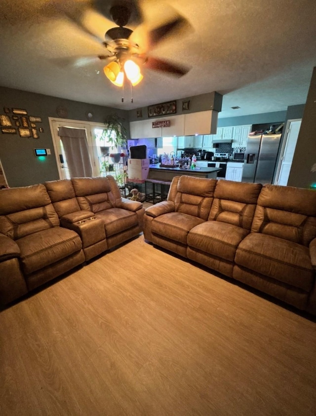 1213 Southridge Dr, Lancaster, TX 75146 - living room featuring ceiling fan and a textured ceiling