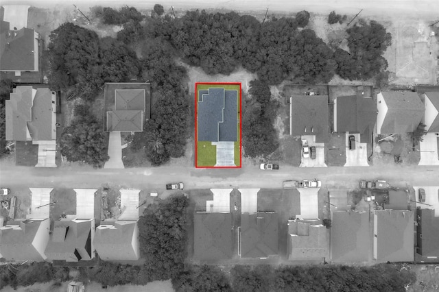 5634 Barkridge Dr, Granbury, TX 76048 - aerial perspective of suburban area featuring property parcel outlined