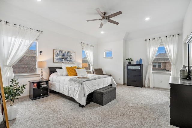 12947 Cabana Dr, Frisco, TX 75035 - carpeted bedroom featuring multiple windows, recessed lighting, and a ceiling fan