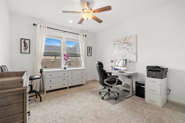 12947 Cabana Dr, Frisco, TX 75035 - office featuring light colored carpet and ceiling fan