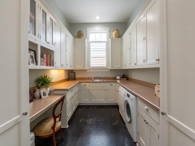 6319 Mccommas Blvd, Dallas, TX 75214 - laundry area with washer / dryer, cabinet space, and recessed lighting