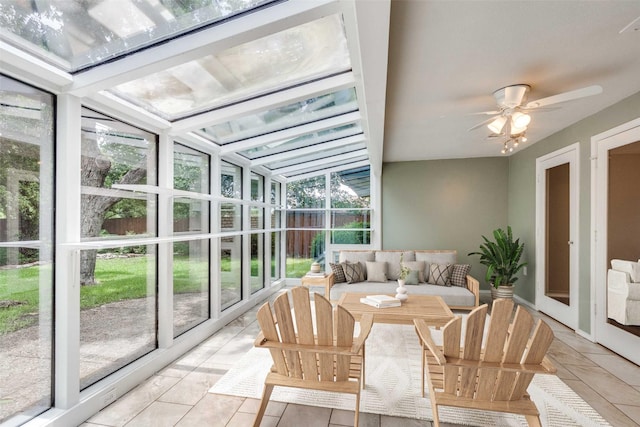 2309 Merrimac Dr, Plano, TX 75075 - sunroom / solarium featuring ceiling fan and outdoor lounge area