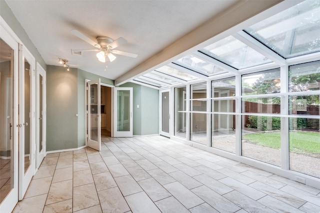 2309 Merrimac Dr, Plano, TX 75075 - unfurnished sunroom featuring a ceiling fan and lofted ceiling