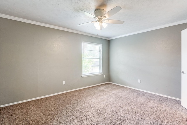 2309 Merrimac Dr, Plano, TX 75075 - carpeted empty room featuring ceiling fan, ornamental molding, and baseboards