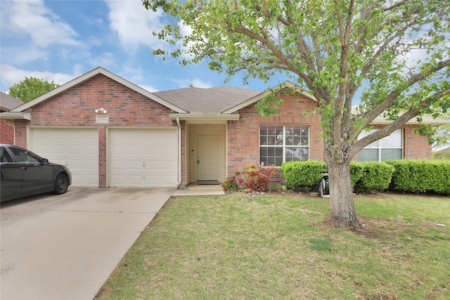 8300 Southern Prairie Dr, Fort Worth, TX 76123 - view of front of home with brick siding, an attached garage, driveway, and a front lawn