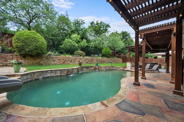 1205 Platte Dr, Mansfield, TX 76063 - view of swimming pool with a pergola, a fenced backyard, and a patio area