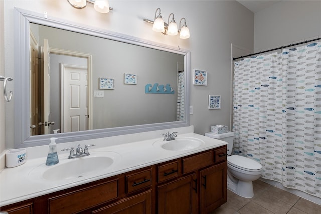 3400 Eisenhower Ave, Melissa, TX 75454 - full bath with double vanity, tile patterned floors, toilet, and curtained shower